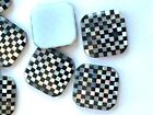 V085 - 12 Inlay Mosaic Cabs - 12mm Square  - Blk Onyx & Mother of Pearl Checker