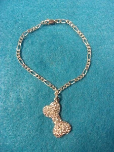 BEAUTIFUL LARGER STERLING SILVER RHINESTONE "DOGGIE" / DOG BONE CHARM & BRACELET - Picture 1 of 10