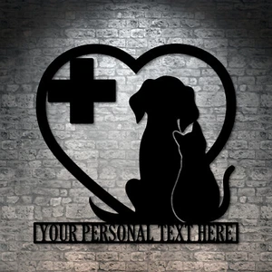 Personalized Vet Pet Care Name Metal Sign. Customizable Vet Doctor Wall Decor - Picture 1 of 5