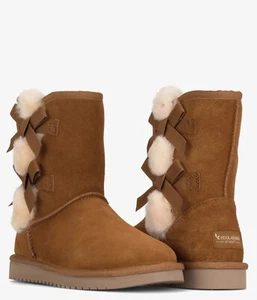 Koolaburra by UGG Victoria kurze kastaniefarbene Wildleder-Fellstiefel Damengröße 10 neu im Karton - Bild 1 von 7