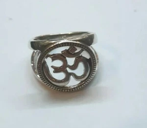 Anello Argento con Mantra Centrale Haum Om Misura 14 - Foto 1 di 4