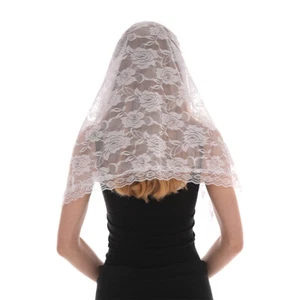 Women Lace Rose Flower Wedding Party Bridal Veil Shoulder Length Black/White - Picture 1 of 6