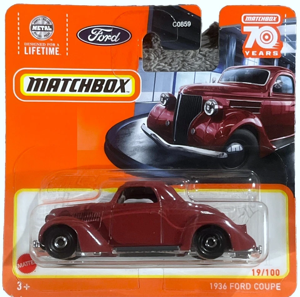 Matchbox 70 Years Short Card 1936 Ford Coupe Red - Image 1 of 4