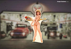 WW2 Pilot Girl Pinup Water Slide Decal Pickup Flathead Hot Rod Ford v8 40s sexy - Picture 1 of 1