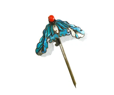 Qing Dynasty Kingfisher Feather Hair Pin Antique VINTAGE Blue Tian-tsui 點翠  - Изображение 1 из 2