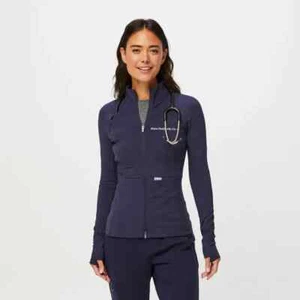Figs Women On Shift Contourknit Jacket Navy/Black - Picture 1 of 7