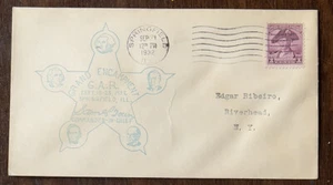 1932 SPRINGFIELD ILLINOIS COVER GRAND ENCAMPMENT GAR BLUE STAR CACHET YMCA BACK - Picture 1 of 2