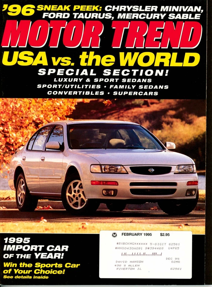 Motor Trend February 1995 Like New USA vs the World Foto 1 de 1