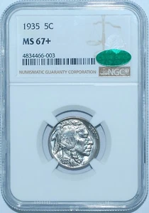 1935 NGC MS67+ CAC Buffalo Nickel - Picture 1 of 2