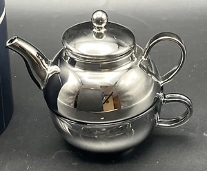 Teavana Tea For One Set Silberteller & Glas 8 Unzen Becher Kanne Untertasse - Bild 1 von 15