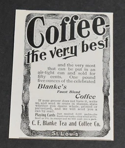 1902 Impreso anuncio C F Té en blanco Mezcla de puño de café muy mejor arte de St. Louis Missouri - Imagen 1 de 1