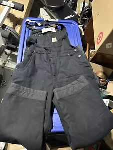 New Carhartt Quilt Lined Duck Bib Overalls- Large Short - Picture 1 of 11