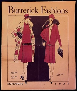 November 1926 Butterick Mode Muster Katalog Damen Misses Mädchen Jungen Kinder - Bild 1 von 4