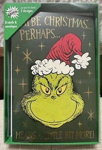 Natale Grinch Dr Seuss significa poco più 8 biglietti di auguri e buste nuovi con etichette - Foto 1 di 3