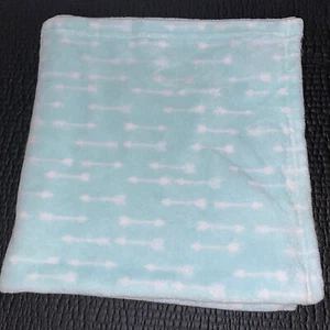 Circo Blue Mint Green Baby Blanket White Arrows Fleece Security Lovey - Picture 1 of 3