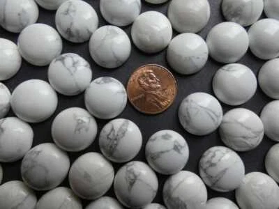 Natural Howlite Round Cabochon Smooth Stone For Structured Artisan Assemblies - Image 1 of 4