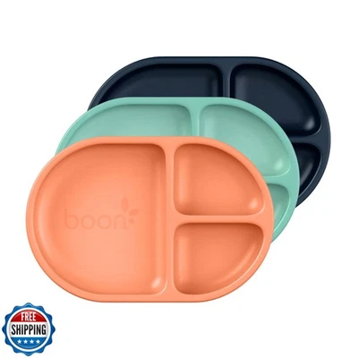 Boon Chow Silikon Teller Set - 3 unzerbrechliche geteilte Kleinkind Teller - Baby Pl - Bild 1 von 4