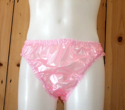 Sissy PVC Panties Briefs Pearly Pink Plastic Underwear Knickers Fetish Vinyl - Image 1 of 4