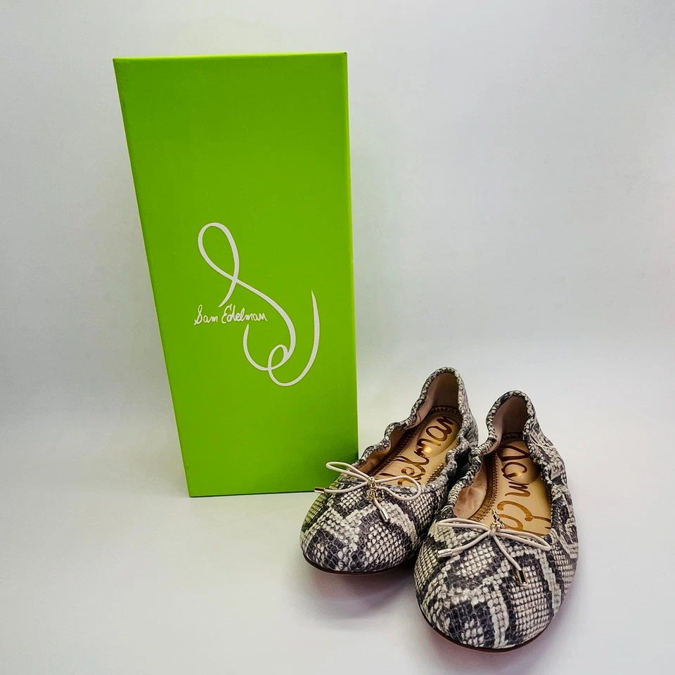 Sam Edelman Felicia Serpiente Cuero Repujado Ballet Pisos Talla 6.5M Estampado Pitón Foto 1 de 4