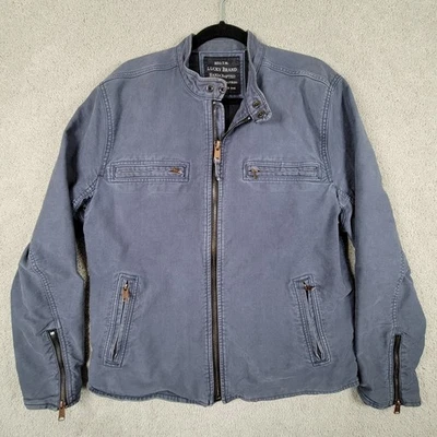 Chaqueta Lucky Brand Bodford Racer Azul Marino Motociclista Grande L Algodón Acolchado Foto 1 de 4