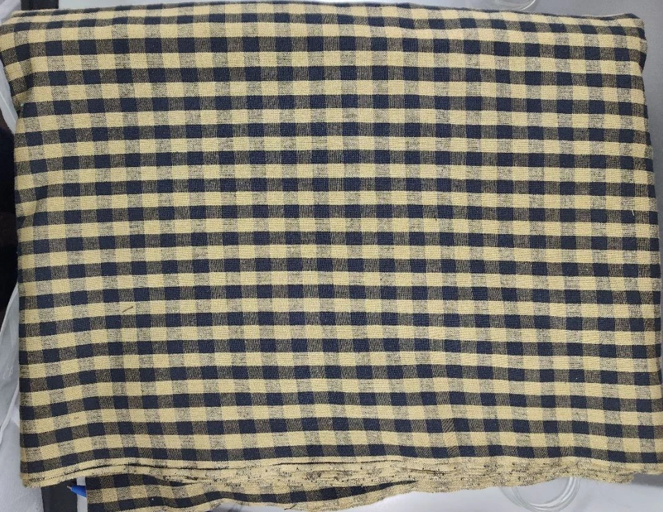 Tela escocesa de algodón HOMESPUN 6 1/2 yardas azul marino y caqui/bronceado Foto 1 de 1