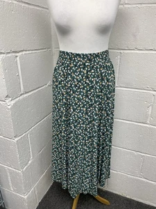 Face Face Green Pear Floral Print Elasticated Waist Ditsy Midi Skirt UK 8 PWB - Picture 1 of 7