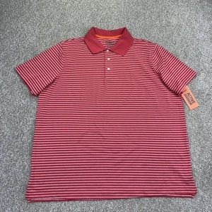 NEW The Foundry Active Polo Shirt Mens Big Size 2XL Red Stripes Short Sleeve - Picture 1 of 12