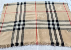 Burberry Scarf 100% Cashmere Shawl Rectangular Stole All Season Wrap - Picture 1 of 11