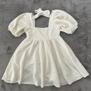 Mini Vestido Free People Violeta Manga Abullonada Texturizado MEDIANO Blanco Crema - Imagen 1 de 6