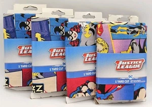 Lot Of 4 New Justice League "Girl Power" 100% Cotton Fabric 1 Yard Cut 36" x 44" - Picture 1 of 5