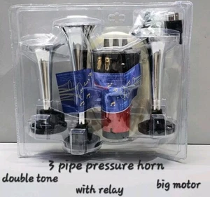 3 Pipe Car/Tractor/Truck 12volt Pressure Horn Chrome 2 Tone - Picture 1 of 2