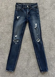 Jeans jegging American Eagle AEO vita alta denim taglia 00 360 super elasticizzato - Foto 1 di 7