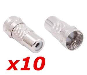 10 Pack RCA Female Jack to F-Type Male Plug Coax Adapter Radio Connector RG59/6 - Picture 1 of 1