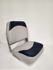 Boat Seat Low Back Fold Down Marine Boating Bass Fishing Pontoon1001-ABD G/ NAVY - Picture 1 of 5