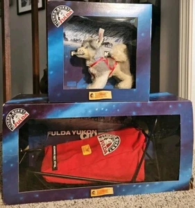 Steiff Husky Dog & Sledge W/Basket 038617 Fulda Yukon Quest LE #02911/3000 - Picture 1 of 21