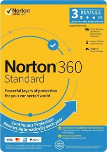 Norton 360 Security STANDARD PREMIUM 2025 1 2 3 Devices Windows Mac IOS Android - Picture 1 of 8