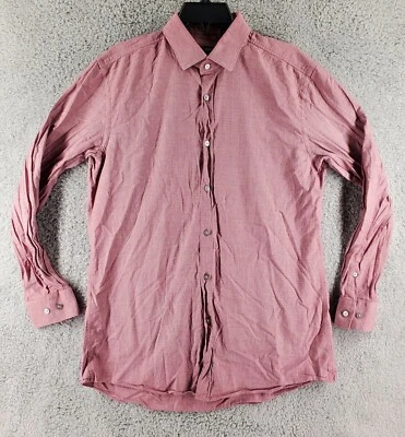 Camisa Hugo Boss Para Hombre 16 Roja Calce Ajustado Manga Larga Bolsillos Clásicos  Foto 1 de 4