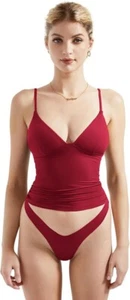 Mujeres Sexy Prendas para el torso Básicas Ajustadas Sin Mangas Cuello en V Profundo Y2K Salir Talla XS - Imagen 1 de 5