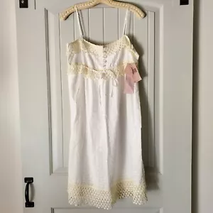 Neu mit Etikett Vintage Y2K Juicy Couture Babydoll-Kleid weiß überbackene Spitze US 8 - Bild 1 von 6
