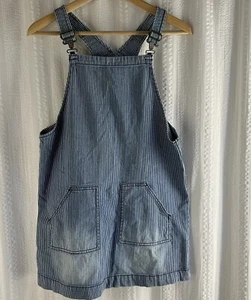 Gymboree Overall Denim Dress Girls 14 Indigo Railroad Stripes - Picture 1 of 6