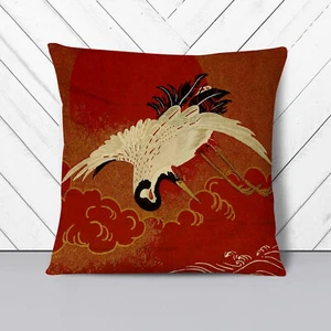 Plump Cushion Crane Flying over the Sea Japanese Oriental Scatter Throw Pillow - Picture 1 of 13