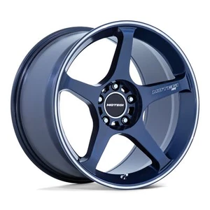 18" Motegi MR159 Battle V Obsidian Blue Machined Lip Stripe 18x9.5 5x100 38mm - Picture 1 of 7