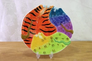 Colorful Fat Cats Whimsical Luncheon Plate 9 " - Foto 1 di 4