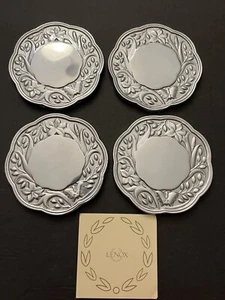 Lot of 4 Lenox Butterfly Meadow Metal Serveware Silver (plated) Coasters 4" - Picture 1 of 2