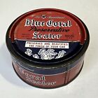 Vintage Blue Coral Sealer Preservative Metal Tin 4.25? By 2?