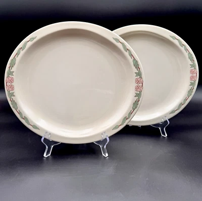 JUEGO/2 platos ovalados flores rosa verde Syracuse China LENORE DE COLECCIÓN Foto 1 de 4