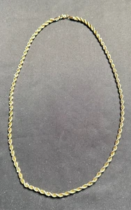 14K Gold Plated Rope Chain, Lobster Claw Clasp, 23" - Picture 1 of 4
