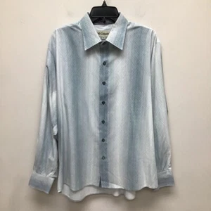 H2O Collection Mens Button-Up Shirt Blue Geometric Long Sleeve Spread Collar 2XL - Picture 1 of 10
