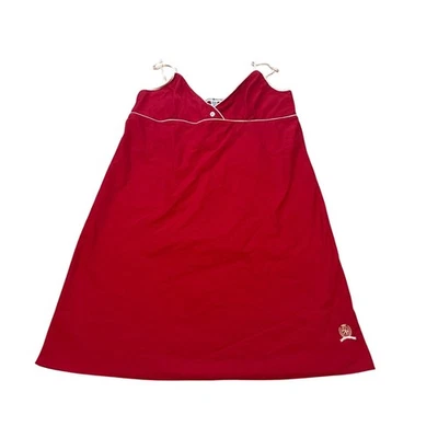 女式复古 Y2K Tommy Hilfiger 迷你红色棉睡衣 M 码  — 第 1/4 张图片