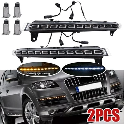 2PCS DRL Daytime Running Light Turn Signal For Audi Q7 2007-2009 US STOCK - Image 1 of 4
